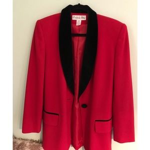 Red and Black Vintage Christian Dior Blazer